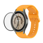 JUNSUNMAY シリコン調整ストラップ + フルカバレッジPMMAスクリーンプロテクターキット Samsung Galaxy Watch6 Classic 43mm用、Samsung Galaxy Watch5 44mm用、Samsung Galaxy Watch5 Pro 45mm用