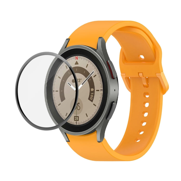 JUNSUNMAY シリコン調整ストラップ + フルカバレッジPMMAスクリーンプロテクターキット Samsung Galaxy Watch6 Classic 43mm用、Samsung Galaxy Watch5 44mm用、Samsung Galaxy Watch5 Pro 45mm用