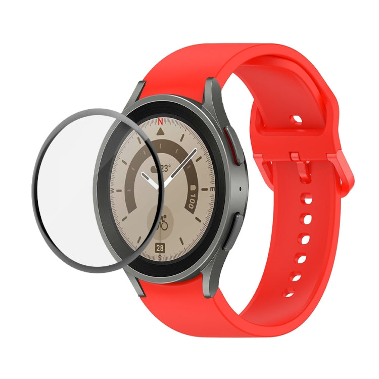 JUNSUNMAY シリコン調整ストラップ + フルカバレッジPMMAスクリーンプロテクターキット Samsung Galaxy Watch6 Classic 43mm用、Samsung Galaxy Watch5 44mm用、Samsung Galaxy Watch5 Pro 45mm用
