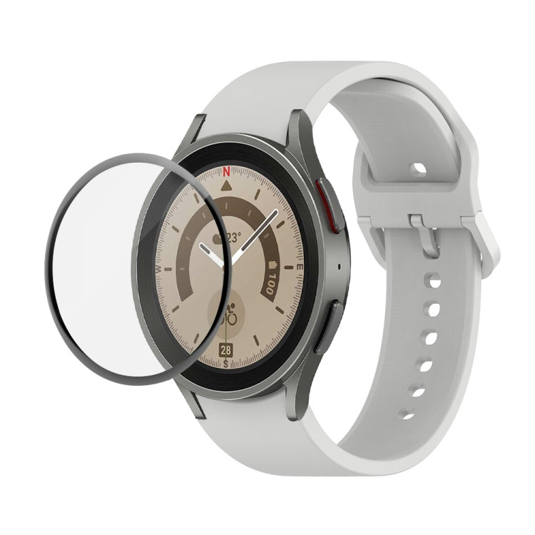JUNSUNMAY シリコン調整ストラップ + フルカバレッジPMMAスクリーンプロテクターキット Samsung Galaxy Watch6 Classic 43mm用、Samsung Galaxy Watch5 44mm用、Samsung Galaxy Watch5 Pro 45mm用
