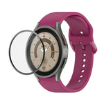 JUNSUNMAY シリコン調整ストラップ + フルカバレッジPMMAスクリーンプロテクターキット Samsung Galaxy Watch6 Classic 43mm用、Samsung Galaxy Watch5 44mm用、Samsung Galaxy Watch5 Pro 45mm用