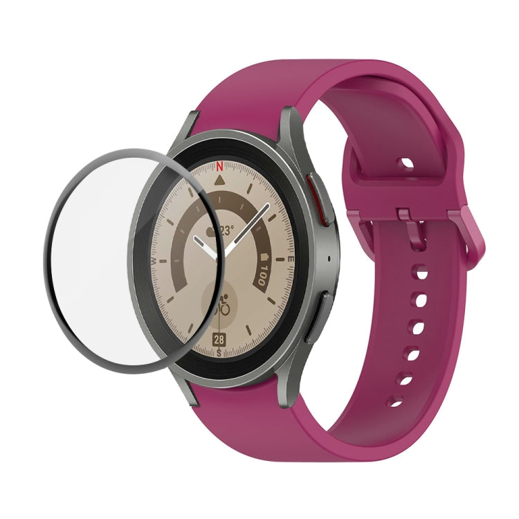 JUNSUNMAY シリコン調整ストラップ + フルカバレッジPMMAスクリーンプロテクターキット Samsung Galaxy Watch6 Classic 43mm用、Samsung Galaxy Watch5 44mm用、Samsung Galaxy Watch5 Pro 45mm用