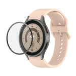 JUNSUNMAY シリコン調整ストラップ + フルカバレッジPMMAスクリーンプロテクターキット Samsung Galaxy Watch6 Classic 43mm用、Samsung Galaxy Watch5 44mm用、Samsung Galaxy Watch5 Pro 45mm用