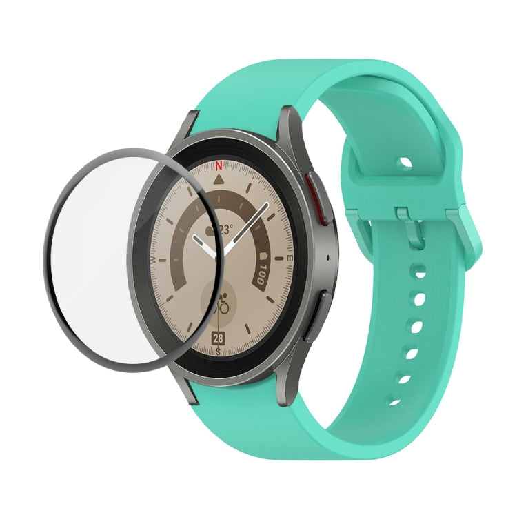 JUNSUNMAY シリコン調整ストラップ + フルカバレッジPMMAスクリーンプロテクターキット Samsung Galaxy Watch6 Classic 43mm用、Samsung Galaxy Watch5 44mm用、Samsung Galaxy Watch5 Pro 45mm用