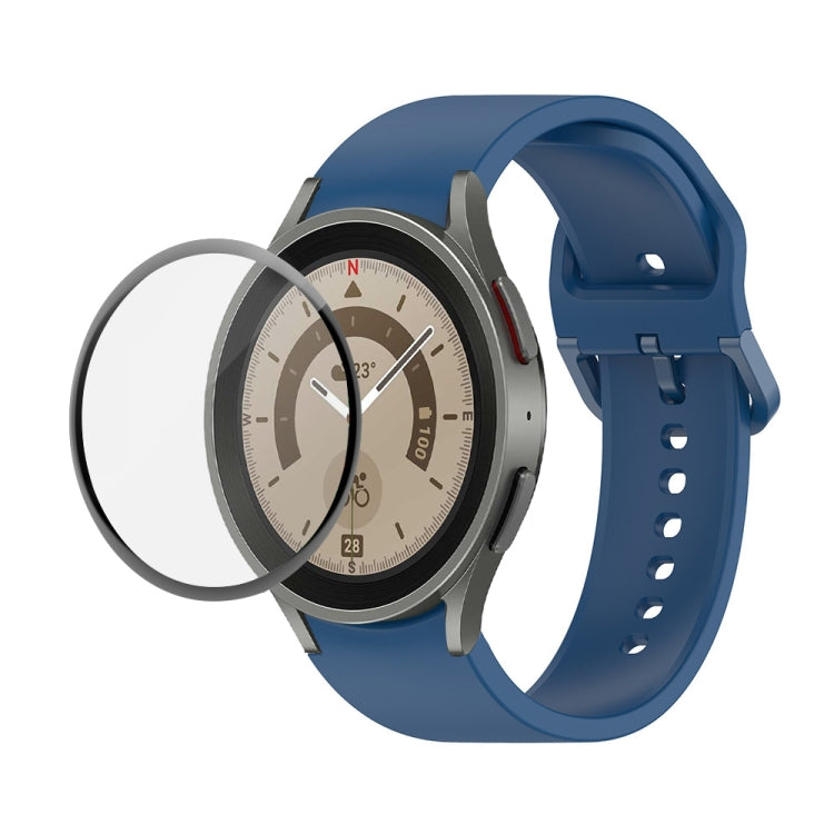 JUNSUNMAY シリコン調整ストラップ + フルカバレッジPMMAスクリーンプロテクターキット Samsung Galaxy Watch6 Classic 43mm用、Samsung Galaxy Watch5 44mm用、Samsung Galaxy Watch5 Pro 45mm用