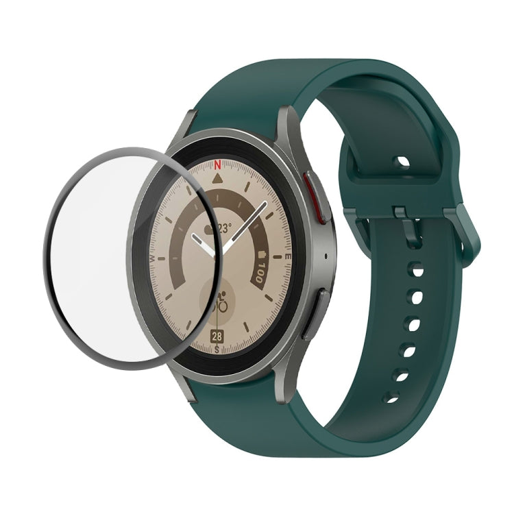 JUNSUNMAY シリコン調整ストラップ + フルカバレッジPMMAスクリーンプロテクターキット Samsung Galaxy Watch6 Classic 43mm用、Samsung Galaxy Watch5 44mm用、Samsung Galaxy Watch5 Pro 45mm用
