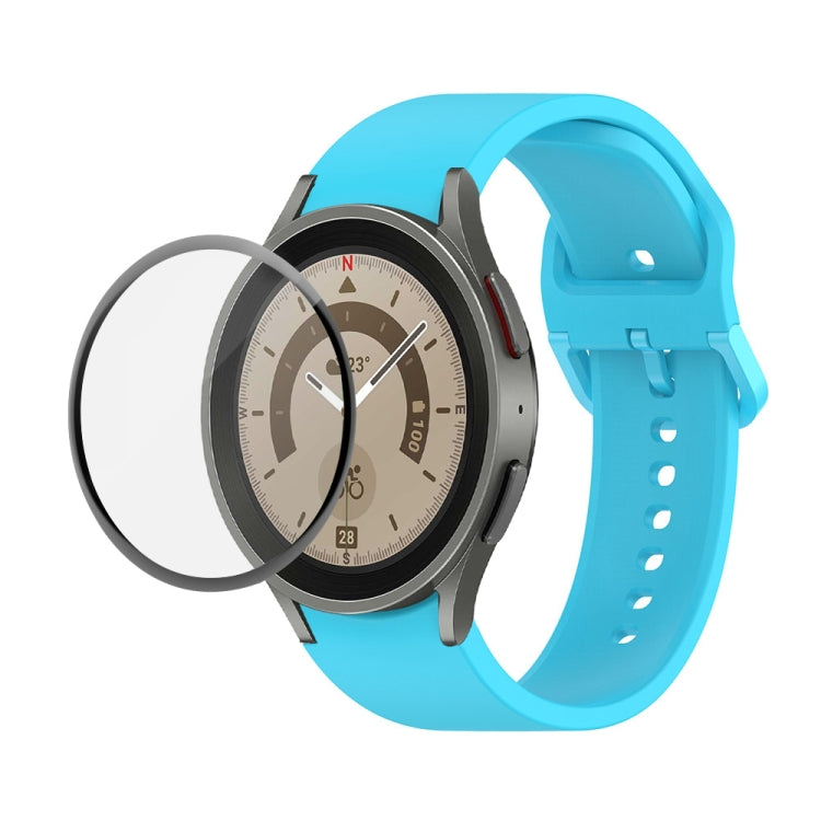 JUNSUNMAY シリコン調整ストラップ + フルカバレッジPMMAスクリーンプロテクターキット Samsung Galaxy Watch6 Classic 43mm用、Samsung Galaxy Watch5 44mm用、Samsung Galaxy Watch5 Pro 45mm用