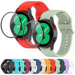 JUNSUNMAY シリコン調節可能ストラップ＋全面カバープラスチックスクリーンプロテクターキット、Samsung Galaxy Watch5 40mm用、Samsung Galaxy Watch4 44mm用、Samsung Galaxy Watch4 40mm用