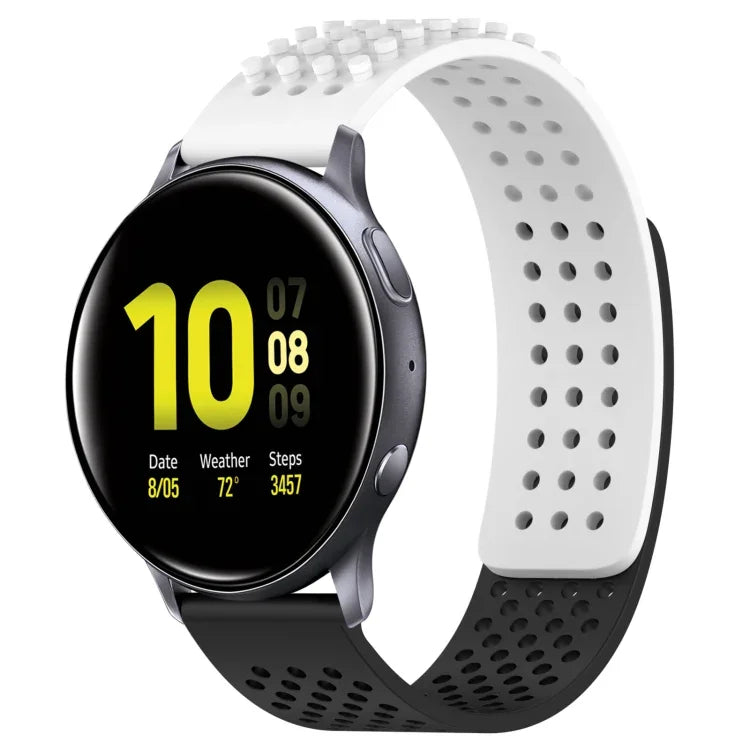 20mm穴あき通気性3Dドットシリコンウォッチバンド、Samsung Galaxy Watch 4 Classic 42mm用、Samsung Galaxy Watch Active 2 44mm用、Samsung Galaxy Watch Active 2 40mm用