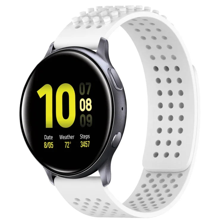 20mm穴あき通気性3Dドットシリコンウォッチバンド、Samsung Galaxy Watch 4 Classic 42mm用、Samsung Galaxy Watch Active 2 44mm用、Samsung Galaxy Watch Active 2 40mm用