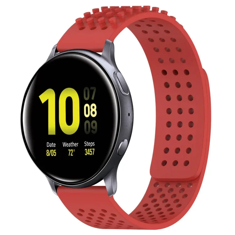 20mm穴あき通気性3Dドットシリコンウォッチバンド、Samsung Galaxy Watch 4 Classic 42mm用、Samsung Galaxy Watch Active 2 44mm用、Samsung Galaxy Watch Active 2 40mm用
