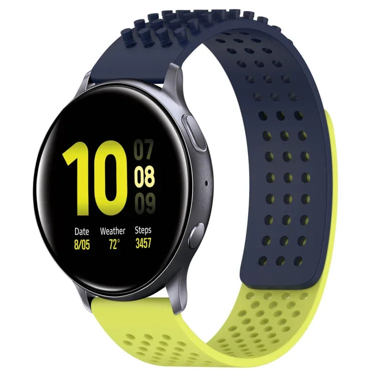 20mm穴あき通気性3Dドットシリコンウォッチバンド、Samsung Galaxy Watch 4 Classic 42mm用、Samsung Galaxy Watch Active 2 44mm用、Samsung Galaxy Watch Active 2 40mm用