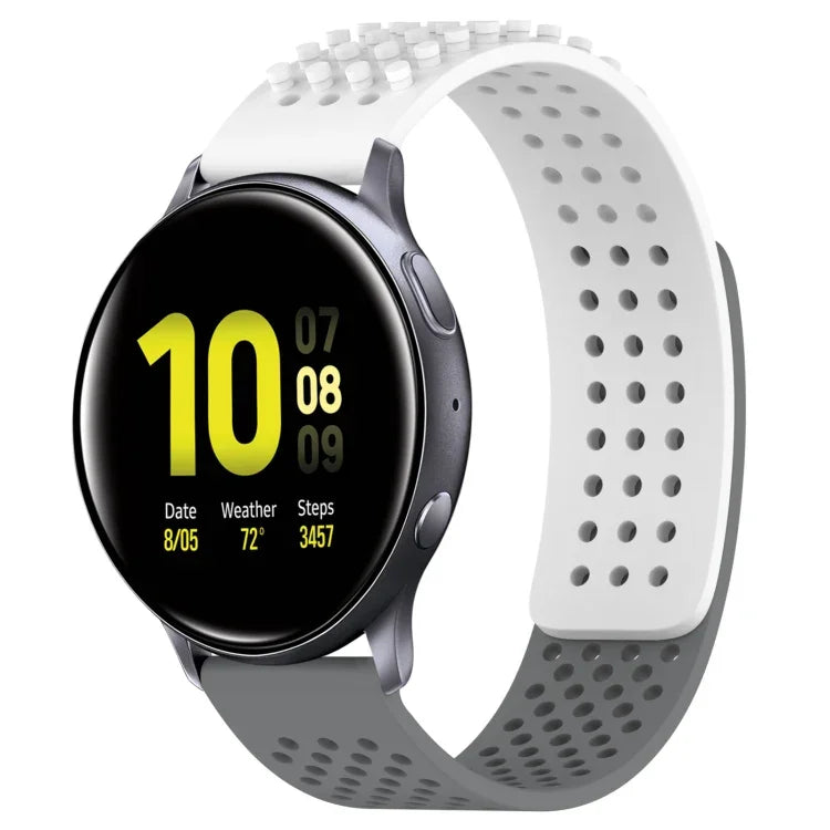 20mm穴あき通気性3Dドットシリコンウォッチバンド、Samsung Galaxy Watch 4 Classic 42mm用、Samsung Galaxy Watch Active 2 44mm用、Samsung Galaxy Watch Active 2 40mm用