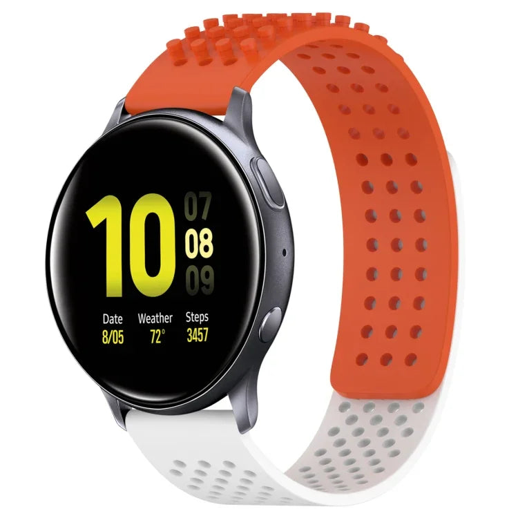 20mm穴あき通気性3Dドットシリコンウォッチバンド、Samsung Galaxy Watch 4 Classic 42mm用、Samsung Galaxy Watch Active 2 44mm用、Samsung Galaxy Watch Active 2 40mm用