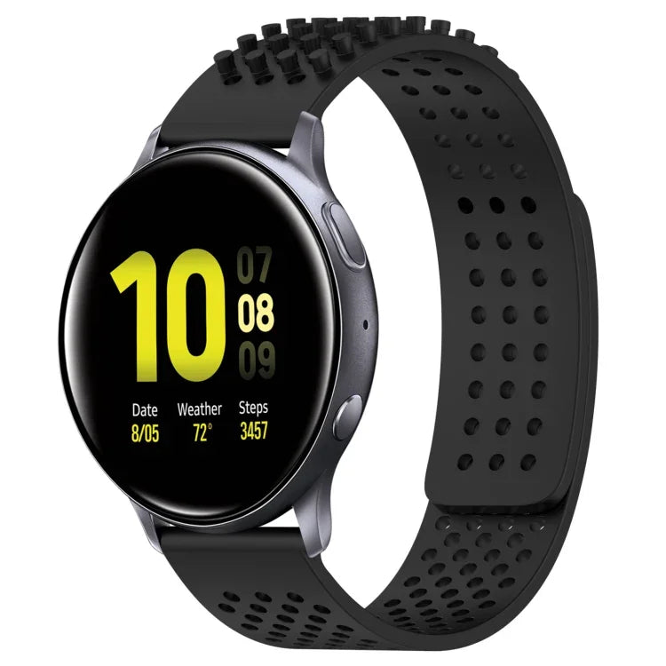 20mm穴あき通気性3Dドットシリコンウォッチバンド、Samsung Galaxy Watch 4 Classic 42mm用、Samsung Galaxy Watch Active 2 44mm用、Samsung Galaxy Watch Active 2 40mm用