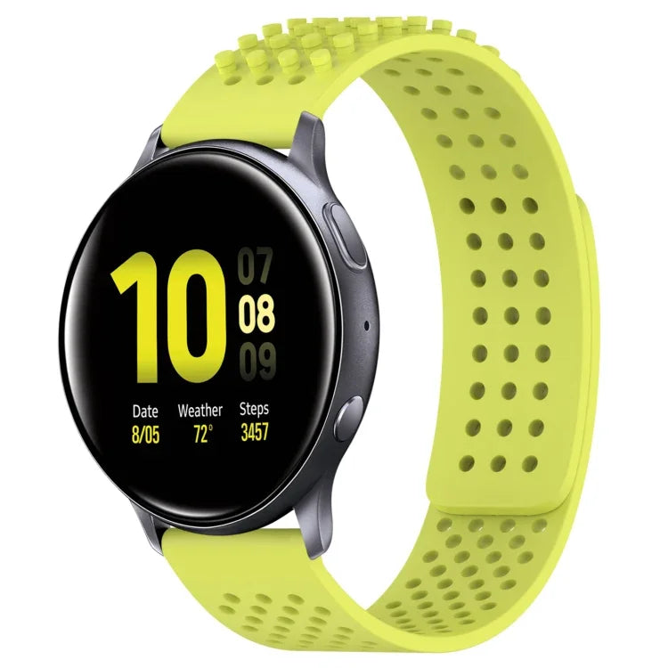 20mm穴あき通気性3Dドットシリコンウォッチバンド、Samsung Galaxy Watch 4 Classic 42mm用、Samsung Galaxy Watch Active 2 44mm用、Samsung Galaxy Watch Active 2 40mm用