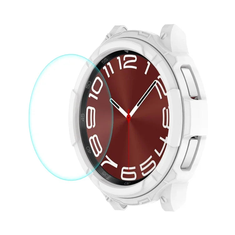 ENKAY ハットプリンス 2イン1 TPU アーマーウォッチケース + 0.2mm 9H 強化ガラススクリーンプロテクター、Samsung Galaxy Watch6 Classic 47mm用、Samsung Galaxy Watch6 Classic 43mm用