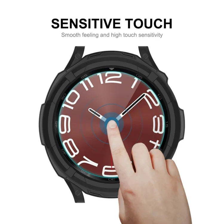 ENKAY ハットプリンス 2イン1 TPU アーマーウォッチケース + 0.2mm 9H 強化ガラススクリーンプロテクター、Samsung Galaxy Watch6 Classic 47mm用、Samsung Galaxy Watch6 Classic 43mm用