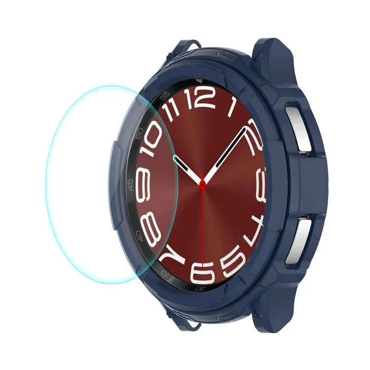 ENKAY ハットプリンス 2イン1 TPU アーマーウォッチケース + 0.2mm 9H 強化ガラススクリーンプロテクター、Samsung Galaxy Watch6 Classic 47mm用、Samsung Galaxy Watch6 Classic 43mm用