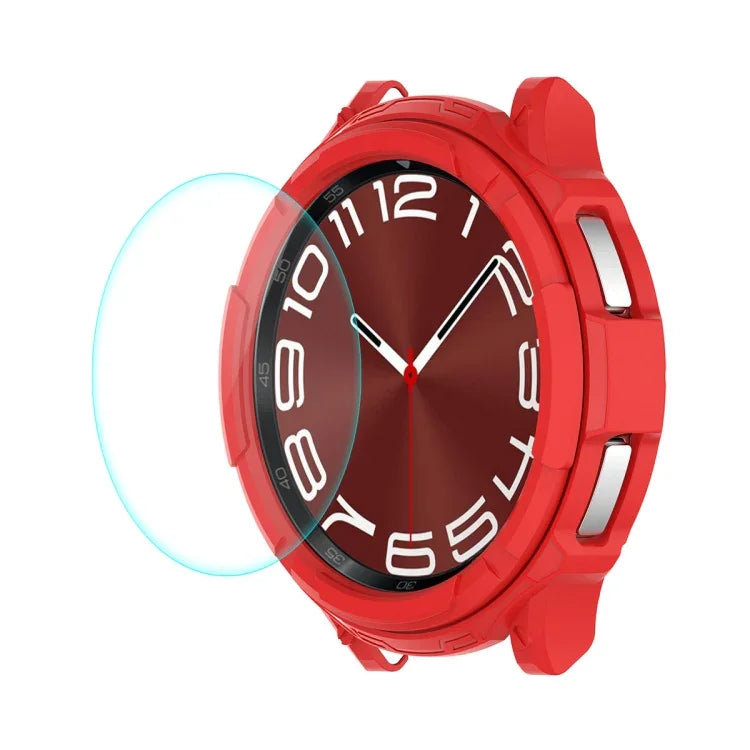ENKAY ハットプリンス 2イン1 TPU アーマーウォッチケース + 0.2mm 9H 強化ガラススクリーンプロテクター、Samsung Galaxy Watch6 Classic 47mm用、Samsung Galaxy Watch6 Classic 43mm用