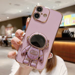 電気めっき宇宙飛行士ホルダーフォンケース、iPhone 17e / 16e用、iPhone 17 Pro Max用、iPhone 17 Pro用、iPhone 17用、iPhone Air用、iPhone 16 Pro Max用、iPhone 16 Pro用、iPhone 16 Plus用