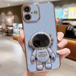 電気めっき宇宙飛行士ホルダーフォンケース、iPhone 17e / 16e用、iPhone 17 Pro Max用、iPhone 17 Pro用、iPhone 17用、iPhone Air用、iPhone 16 Pro Max用、iPhone 16 Pro用、iPhone 16 Plus用