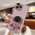 電気めっき宇宙飛行士ホルダーフォンケース、iPhone 17e / 16e用、iPhone 17 Pro Max用、iPhone 17 Pro用、iPhone 17用、iPhone Air用、iPhone 16 Pro Max用、iPhone 16 Pro用、iPhone 16 Plus用