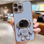 電気めっき宇宙飛行士ホルダーフォンケース、iPhone 17e / 16e用、iPhone 17 Pro Max用、iPhone 17 Pro用、iPhone 17用、iPhone Air用、iPhone 16 Pro Max用、iPhone 16 Pro用、iPhone 16 Plus用