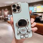 電気めっき宇宙飛行士ホルダーフォンケース、iPhone 17e / 16e用、iPhone 17 Pro Max用、iPhone 17 Pro用、iPhone 17用、iPhone Air用、iPhone 16 Pro Max用、iPhone 16 Pro用、iPhone 16 Plus用