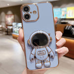 電気めっき宇宙飛行士ホルダーフォンケース、iPhone 17e / 16e用、iPhone 17 Pro Max用、iPhone 17 Pro用、iPhone 17用、iPhone Air用、iPhone 16 Pro Max用、iPhone 16 Pro用、iPhone 16 Plus用