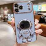 電気めっき宇宙飛行士ホルダーフォンケース、iPhone 17e / 16e用、iPhone 17 Pro Max用、iPhone 17 Pro用、iPhone 17用、iPhone Air用、iPhone 16 Pro Max用、iPhone 16 Pro用、iPhone 16 Plus用