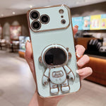 電気めっき宇宙飛行士ホルダーフォンケース、iPhone 17e / 16e用、iPhone 17 Pro Max用、iPhone 17 Pro用、iPhone 17用、iPhone Air用、iPhone 16 Pro Max用、iPhone 16 Pro用、iPhone 16 Plus用