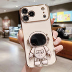電気めっき宇宙飛行士ホルダーフォンケース、iPhone 17e / 16e用、iPhone 17 Pro Max用、iPhone 17 Pro用、iPhone 17用、iPhone Air用、iPhone 16 Pro Max用、iPhone 16 Pro用、iPhone 16 Plus用
