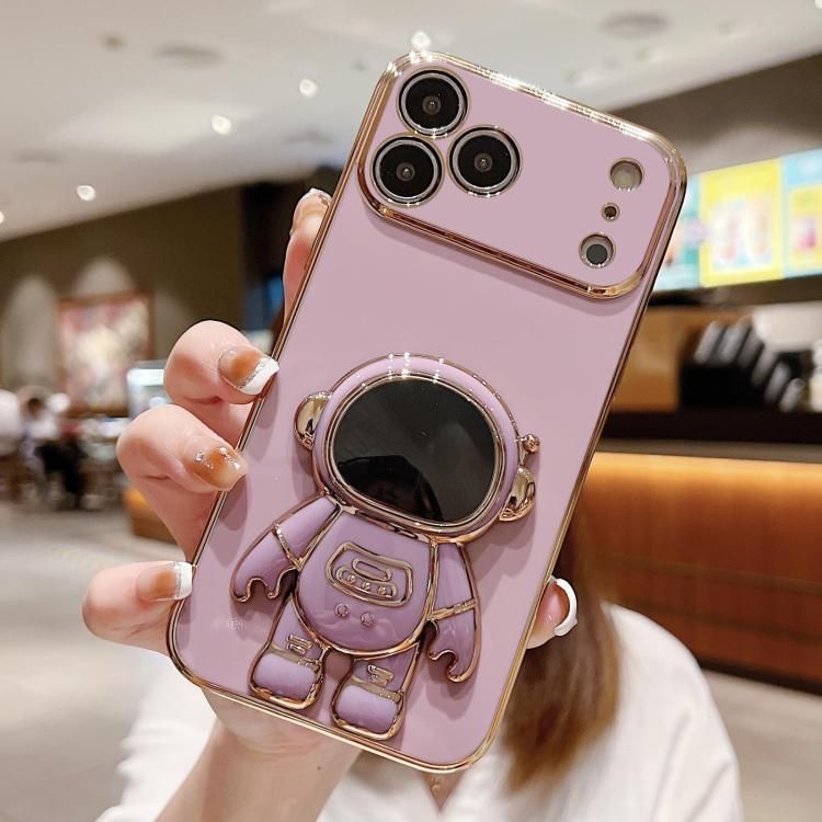 電気めっき宇宙飛行士ホルダーフォンケース、iPhone 17e / 16e用、iPhone 17 Pro Max用、iPhone 17 Pro用、iPhone 17用、iPhone Air用、iPhone 16 Pro Max用、iPhone 16 Pro用、iPhone 16 Plus用