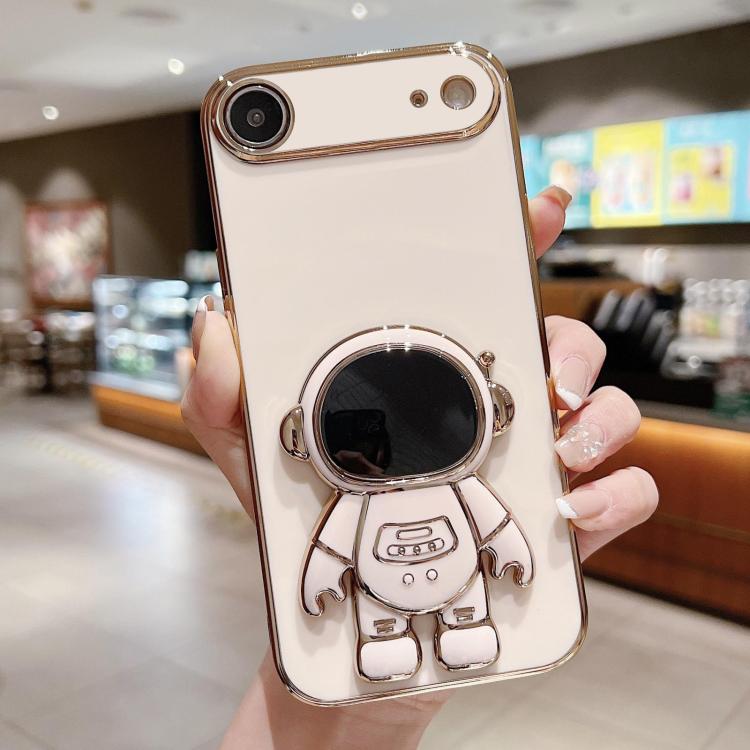 電気めっき宇宙飛行士ホルダーフォンケース、iPhone 17e / 16e用、iPhone 17 Pro Max用、iPhone 17 Pro用、iPhone 17用、iPhone Air用、iPhone 16 Pro Max用、iPhone 16 Pro用、iPhone 16 Plus用