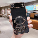 電気めっき宇宙飛行士ホルダーフォンケース、iPhone 17e / 16e用、iPhone 17 Pro Max用、iPhone 17 Pro用、iPhone 17用、iPhone Air用、iPhone 16 Pro Max用、iPhone 16 Pro用、iPhone 16 Plus用