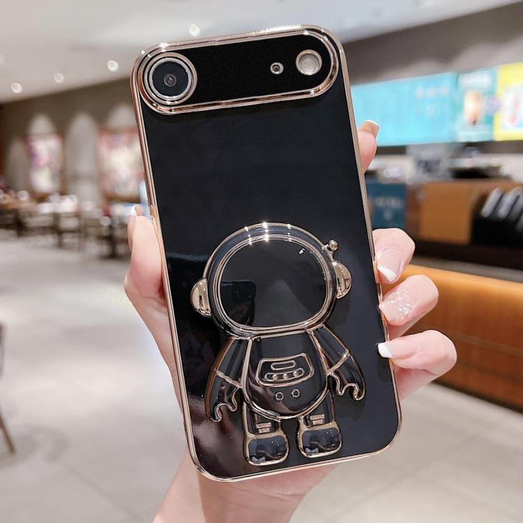 電気めっき宇宙飛行士ホルダーフォンケース、iPhone 17e / 16e用、iPhone 17 Pro Max用、iPhone 17 Pro用、iPhone 17用、iPhone Air用、iPhone 16 Pro Max用、iPhone 16 Pro用、iPhone 16 Plus用