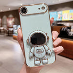 電気めっき宇宙飛行士ホルダーフォンケース、iPhone 17e / 16e用、iPhone 17 Pro Max用、iPhone 17 Pro用、iPhone 17用、iPhone Air用、iPhone 16 Pro Max用、iPhone 16 Pro用、iPhone 16 Plus用