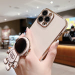 電気めっき宇宙飛行士ホルダーフォンケース、iPhone 17e / 16e用、iPhone 17 Pro Max用、iPhone 17 Pro用、iPhone 17用、iPhone Air用、iPhone 16 Pro Max用、iPhone 16 Pro用、iPhone 16 Plus用