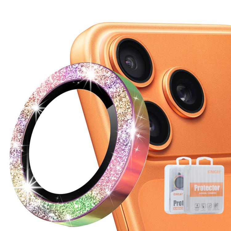 ENKAY Hat-Prince グリッターリアレンズ アルミ合金強化ガラスフィルム、iPhone 17 Pro / 17 Pro Max用、iPhone 17用、iPhone Air用、iPhone 15 Pro / 15 Pro Max用、iPhone 15 / 15 Plus用