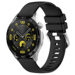 Liquid Glossy Silver Buckle Silicone Watch Band, For Huawei Watch GT4 46mm 22mm, For Huawei Watch GT4 41mm 18mm, For Huawei Watch 4 Pro 22mm, For Huawei Watch 4 22mm