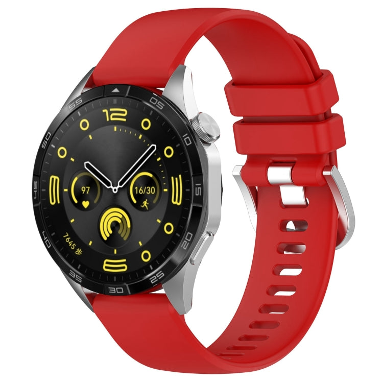 Liquid Glossy Silver Buckle Silicone Watch Band, For Huawei Watch GT4 46mm 22mm, For Huawei Watch GT4 41mm 18mm, For Huawei Watch 4 Pro 22mm, For Huawei Watch 4 22mm
