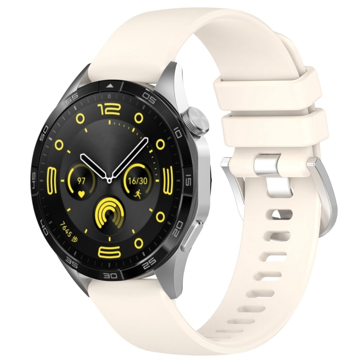 Liquid Glossy Silver Buckle Silicone Watch Band, For Huawei Watch GT4 46mm 22mm, For Huawei Watch GT4 41mm 18mm, For Huawei Watch 4 Pro 22mm, For Huawei Watch 4 22mm
