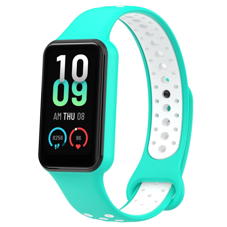 For Xiaomi Smart Band 8 Active Dual Color Breathable Sports Silicone Watch Band, Cyan White, Blue White, Red White, Black White, Black Green, Black Blue, Black Gary, Black Red