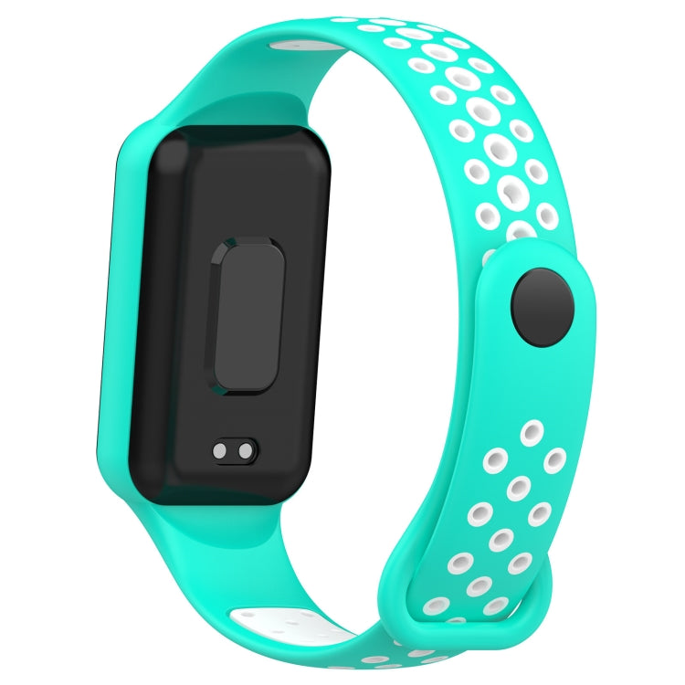For Xiaomi Smart Band 8 Active Dual Color Breathable Sports Silicone Watch Band, Cyan White, Blue White, Red White, Black White, Black Green, Black Blue, Black Gary, Black Red