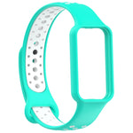 For Xiaomi Smart Band 8 Active Dual Color Breathable Sports Silicone Watch Band, Cyan White, Blue White, Red White, Black White, Black Green, Black Blue, Black Gary, Black Red