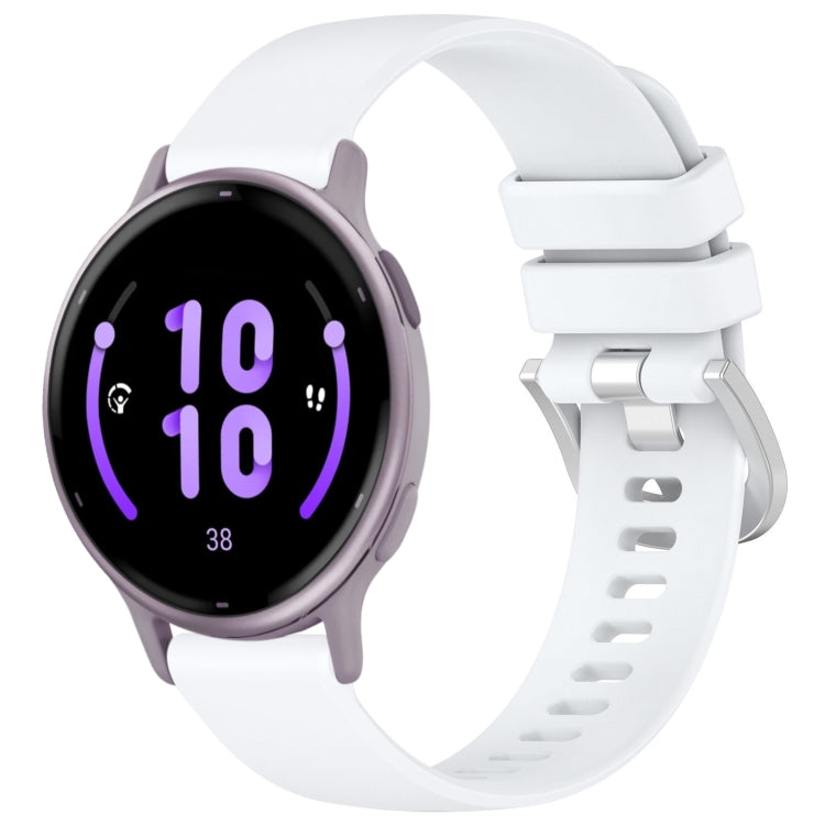 Liquid Glossy Silver Buckle Silicone Watch Band, For Garmin Forerunner245 / 245 Music, For Garmin VivoMove Style / Vivomove, For Garmin Vivomove HR Sport, For Garmin Vivoactive 5