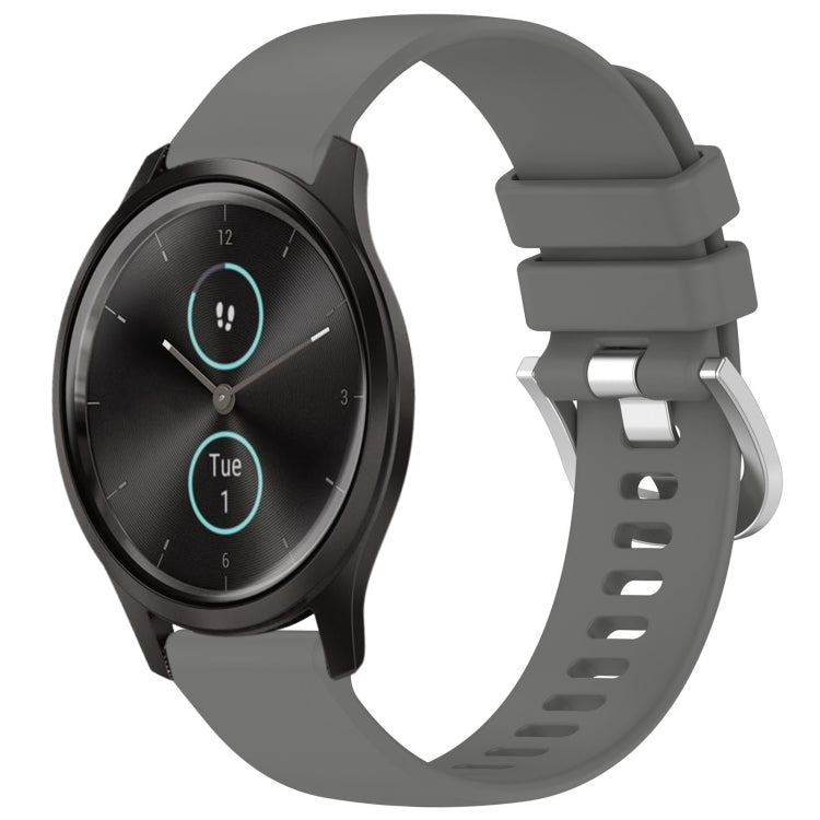 Liquid Glossy Silver Buckle Silicone Watch Band, For Garmin Forerunner245 / 245 Music, For Garmin VivoMove Style / Vivomove, For Garmin Vivomove HR Sport, For Garmin Vivoactive 5