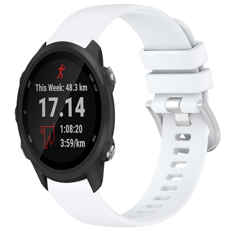 Liquid Glossy Silver Buckle Silicone Watch Band, For Garmin Forerunner245 / 245 Music, For Garmin VivoMove Style / Vivomove, For Garmin Vivomove HR Sport, For Garmin Vivoactive 5