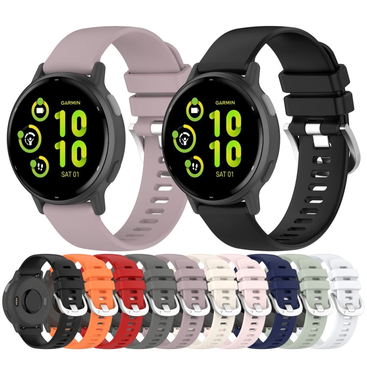 Liquid Glossy Silver Buckle Silicone Watch Band, For Garmin Forerunner245 / 245 Music, For Garmin VivoMove Style / Vivomove, For Garmin Vivomove HR Sport, For Garmin Vivoactive 5
